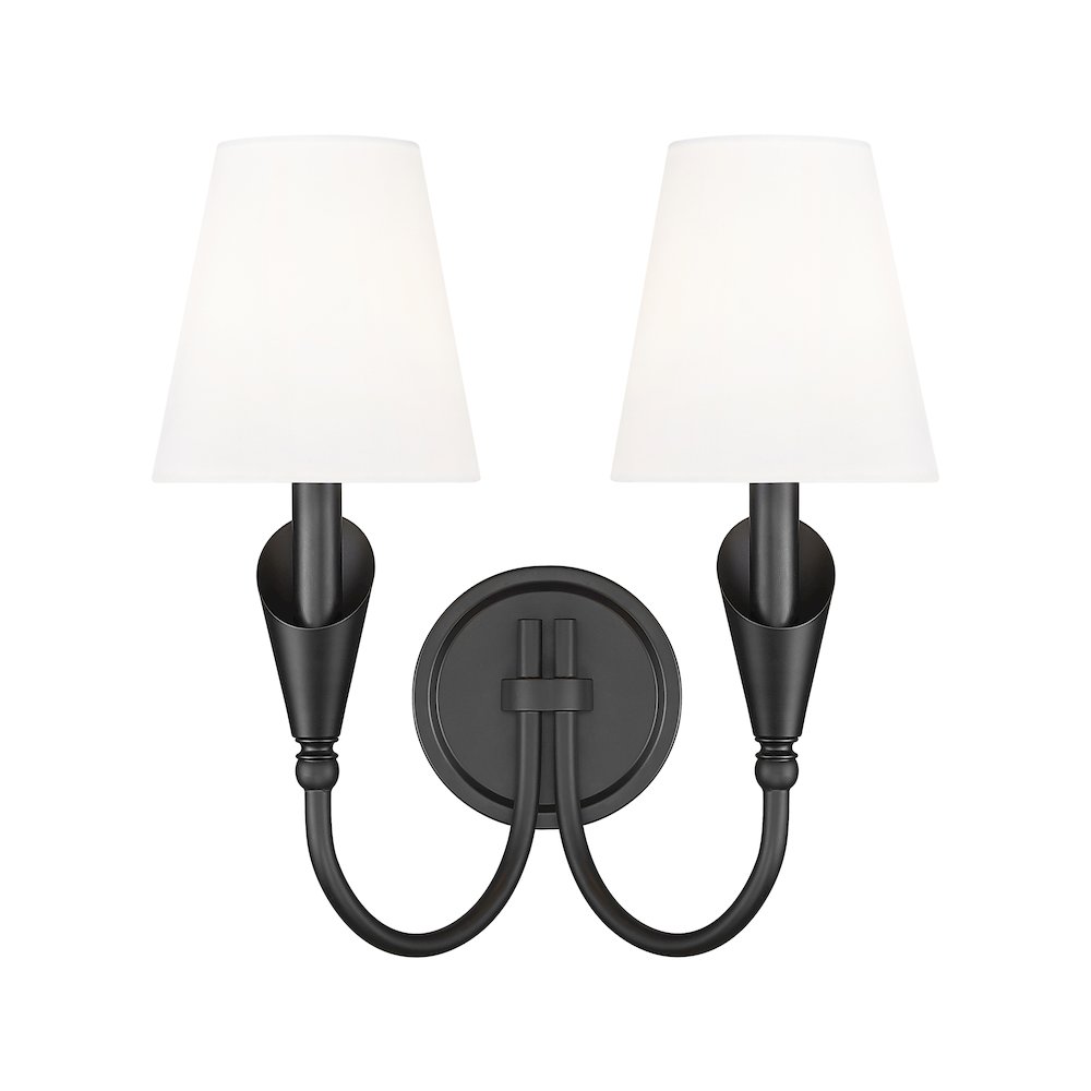 Z-Lite Claudelle 2 Light Wall Sconce in Matte Black color, Steel frame. Picture 2