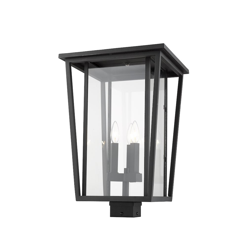 Z-Lite Seoul 3 Light Outdoor Post Mount Fixture in Black Frame Finish. Picture 3