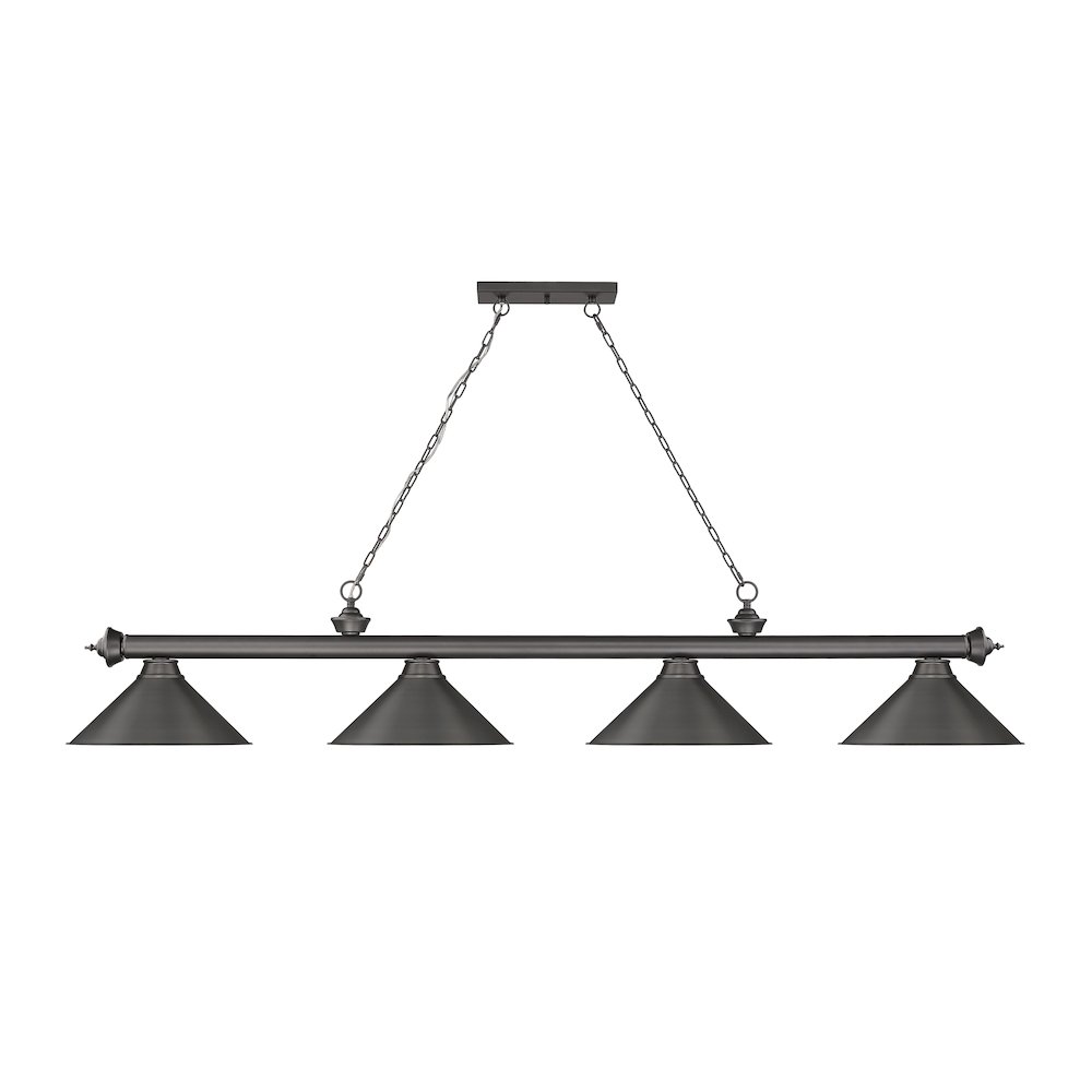Z-Lite Cordon 4 Light Billiard, Steel Frame, Bronze Shade Color. Picture 2