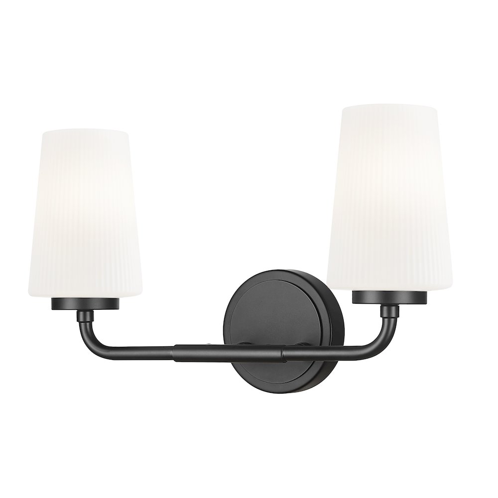 Z-Lite Montford 2 Light Vanity in Matte Black color, Steel frame. Picture 1