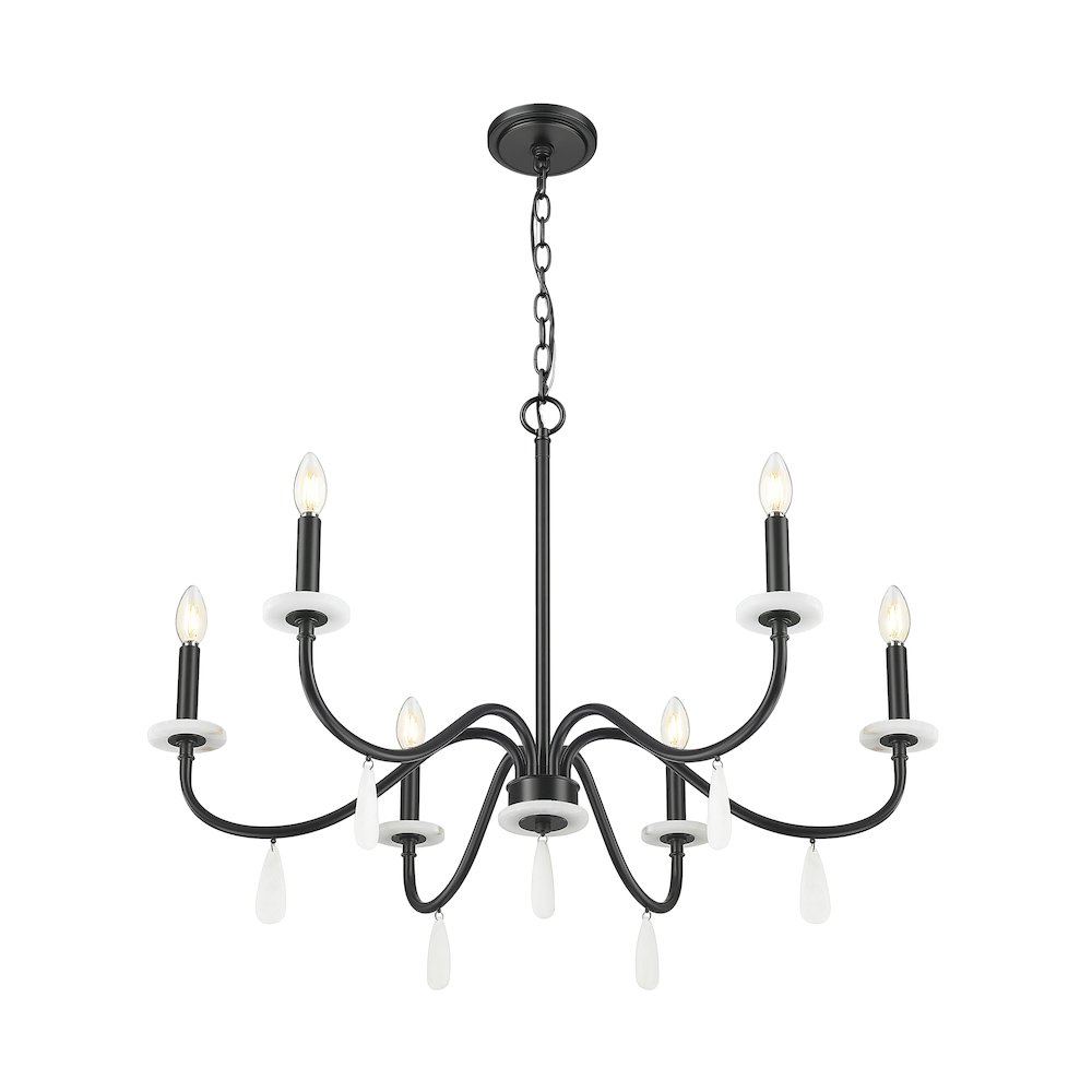 Z-Lite 6 Light Chandelier, Matte Black. Picture 2