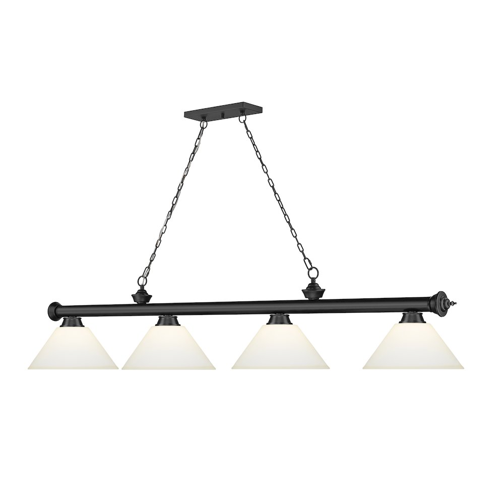 Z-Lite Cordon 4 Light Billiard, Steel Frame, Matte Opal Shade Color. Picture 3