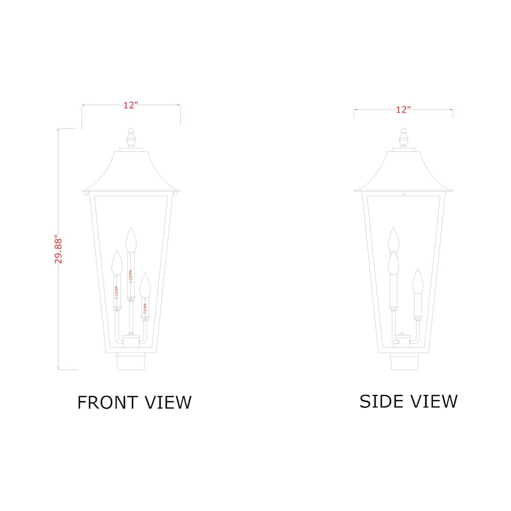 Z-Lite 3 Light Outdoor Post Mount Fixture. Picture 6
