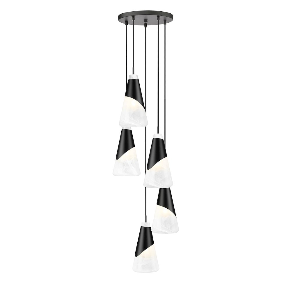 Z-Lite Aimie 5 Light Chandelier, Matte Black. Picture 1