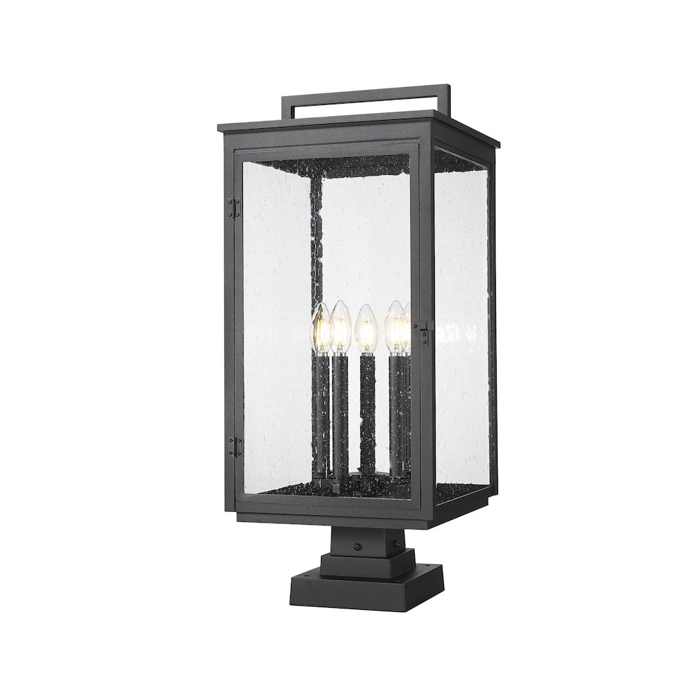 Z-Lite Hartwell 5 Light Outdoor Pier Mounted Fixture in Sand Black color. Picture 1