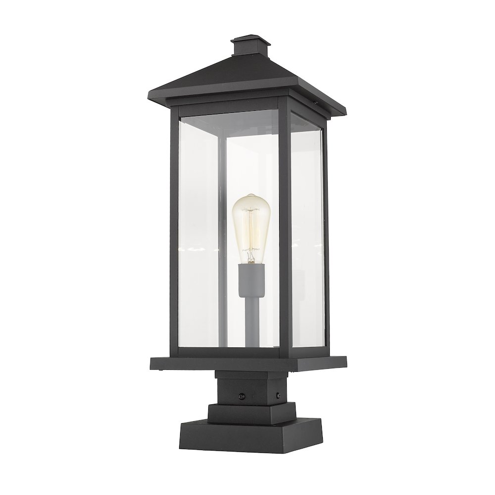 Z-Lite Portland 1 Light Outdoor Pier Mounted Fixture in Black Frame Finish. Picture 4