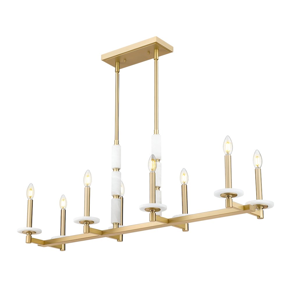 Z-Lite Kaden 8 Light Linear Chandelier in Modern Gold color, Steel frame. Picture 1