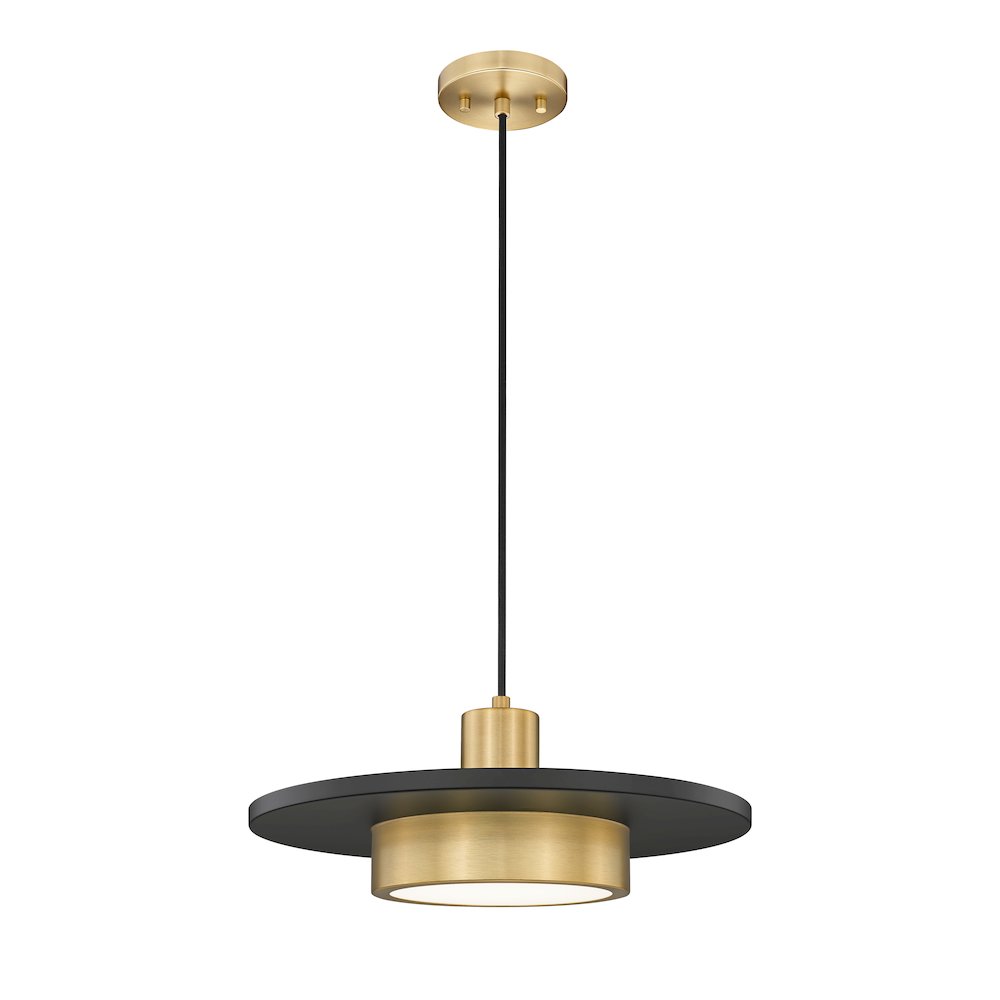 Z-Lite 1 Light Pendant, Matte Black + Modern Gold. Picture 1