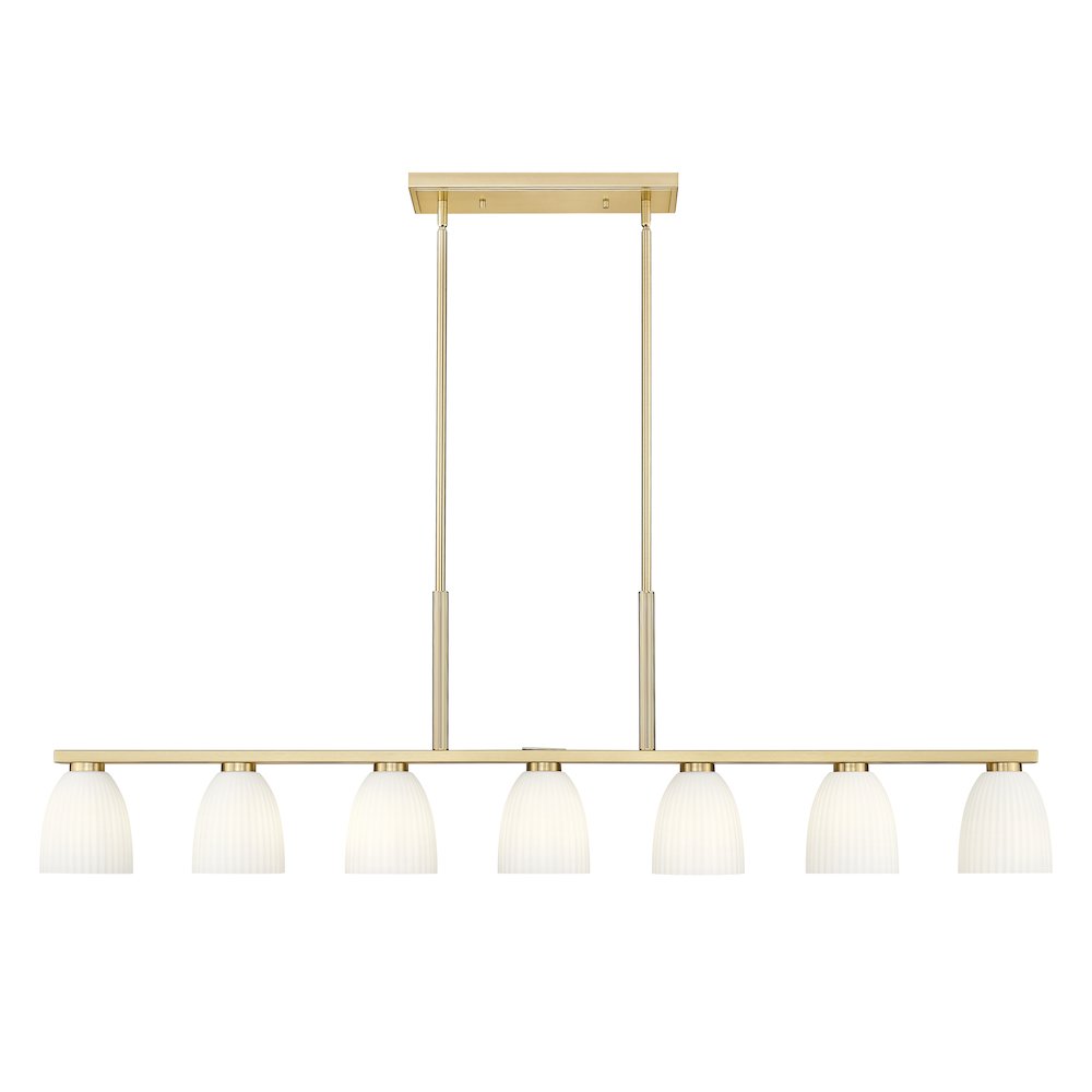 Z-Lite Naya 7 Light Linear Chandelier in Modern Gold color, Steel frame. Picture 2