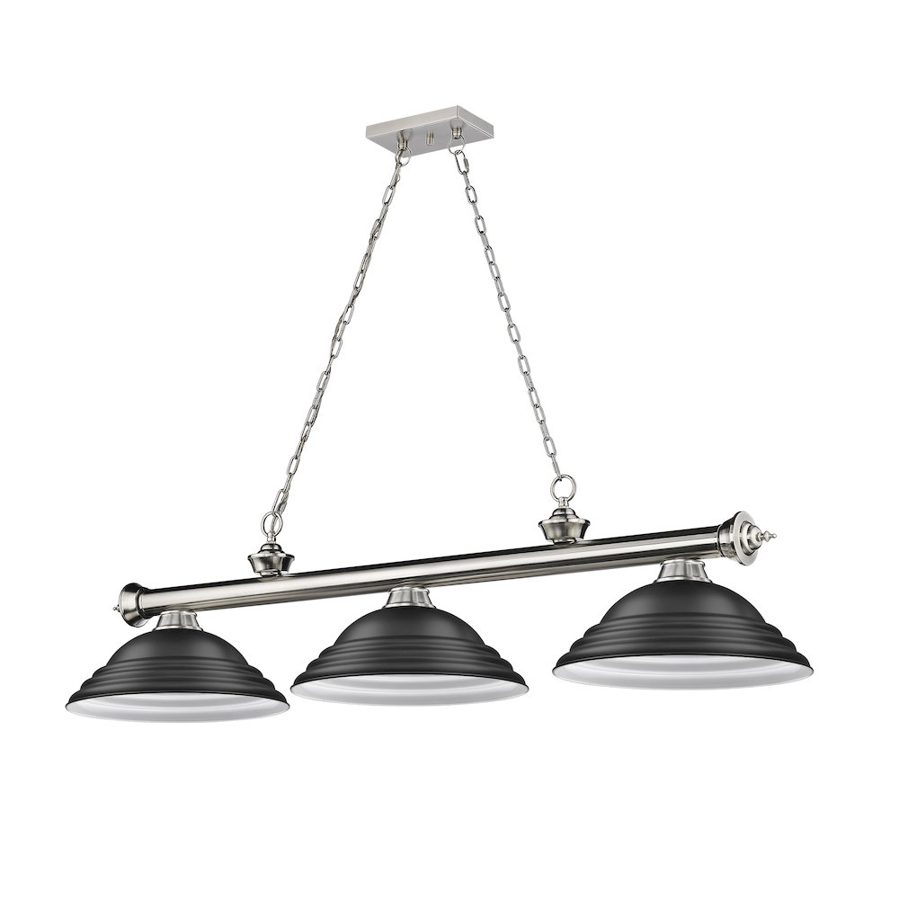Z-Lite Cordon 3 Light Billiard, Steel Frame, Matte Black Shade Color. Picture 5