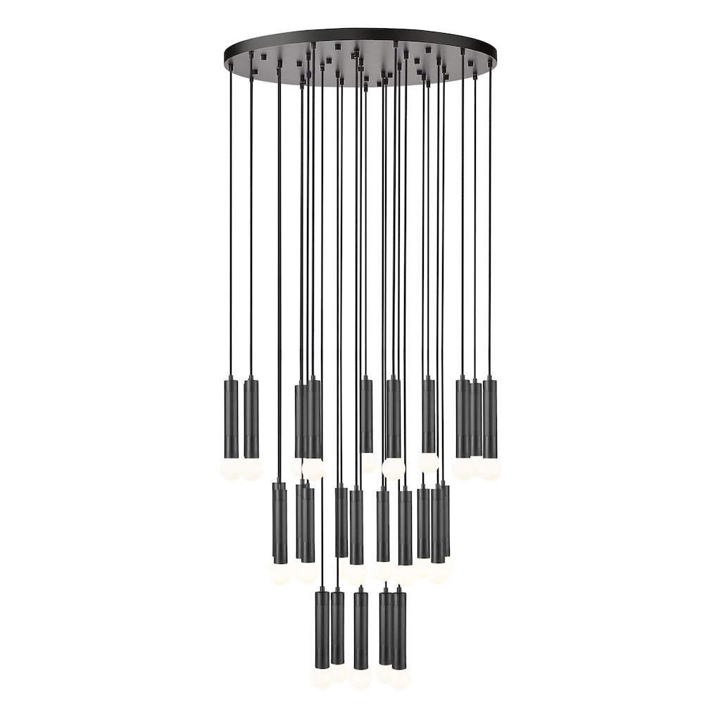 Z-Lite Stari 27 Light Chandelier in Matte Black color, Steel frame. Picture 1