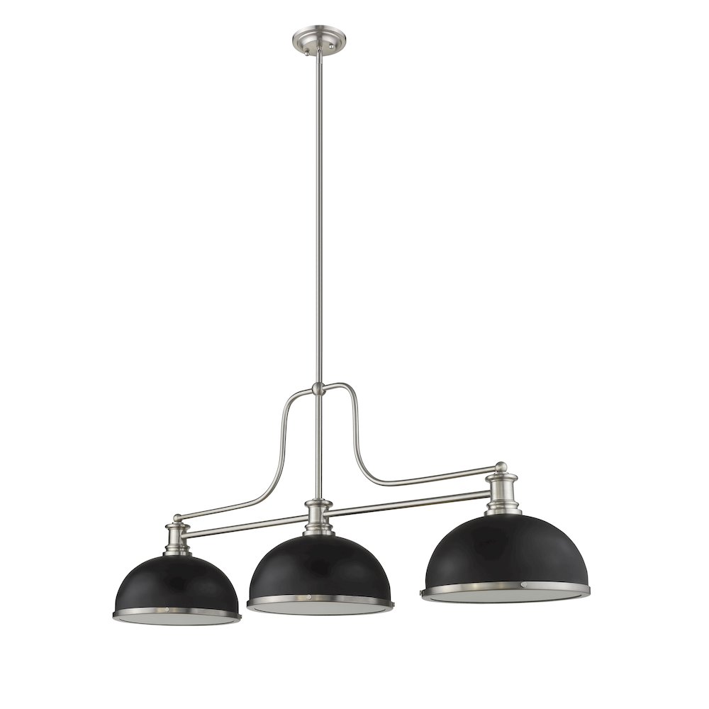 Z-Lite Melange 3 Light Billiard, Matte Black + Brushed Nickel Shade Color. Picture 5