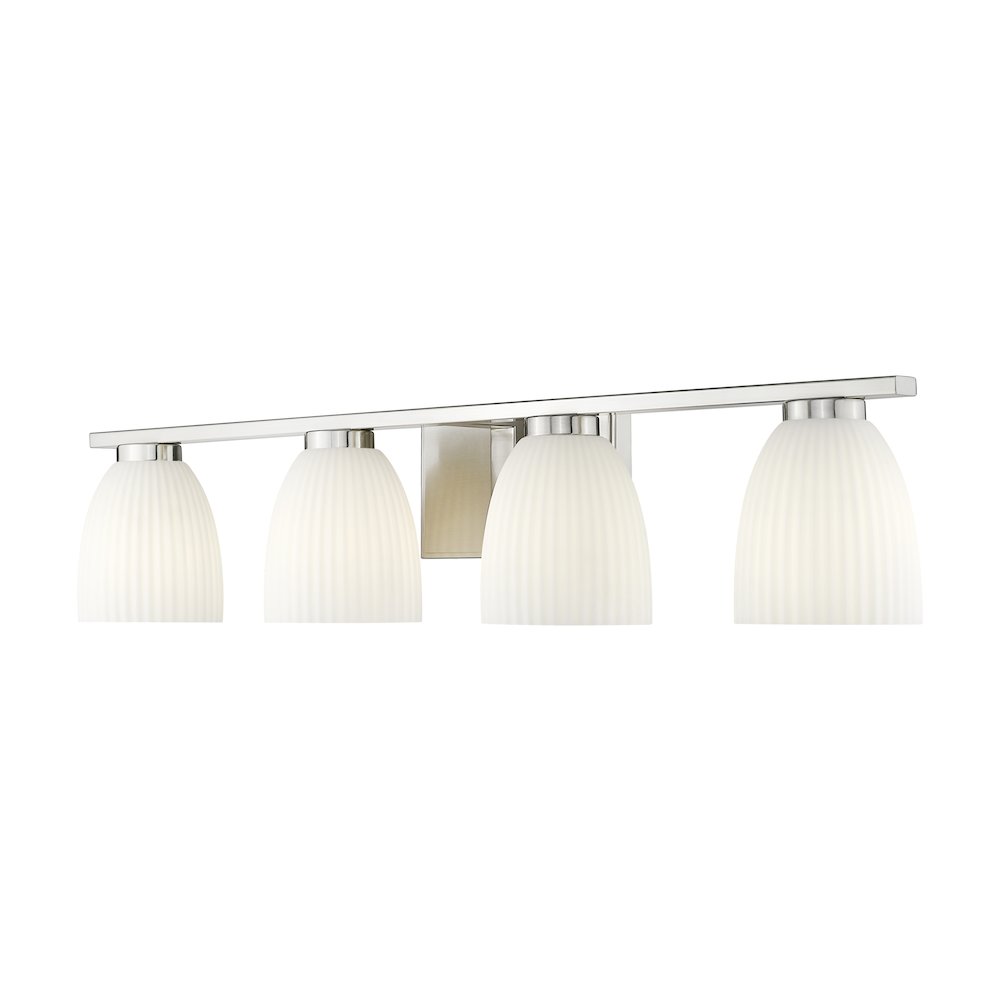 Z-Lite Naya 4 Light Vanity in Brushed Nickel color, Steel frame. Picture 1