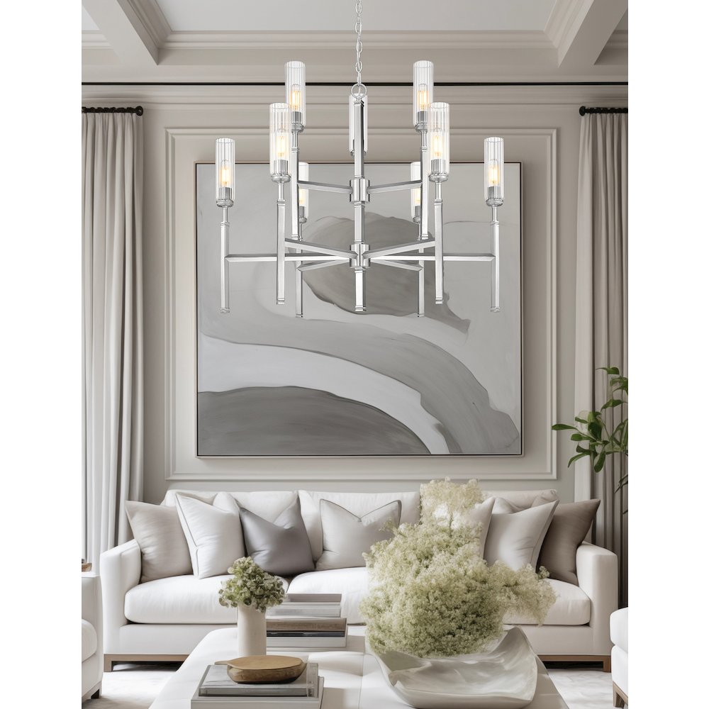 Z-Lite 9 Light Chandelier, Brushed Nickel. Picture 5