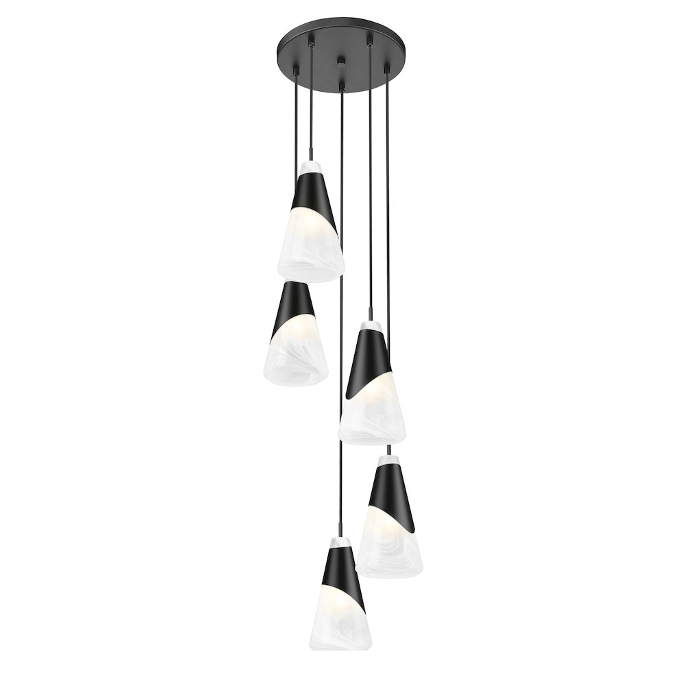 Z-Lite Aimie 5 Light Chandelier, Matte Black. Picture 2