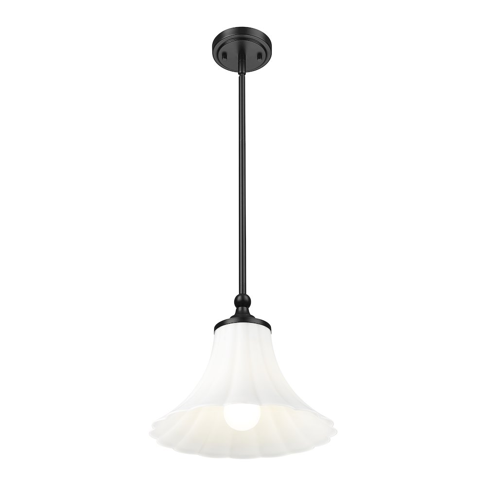 Z-Lite 1 Light Pendant, Matte Black. Picture 2