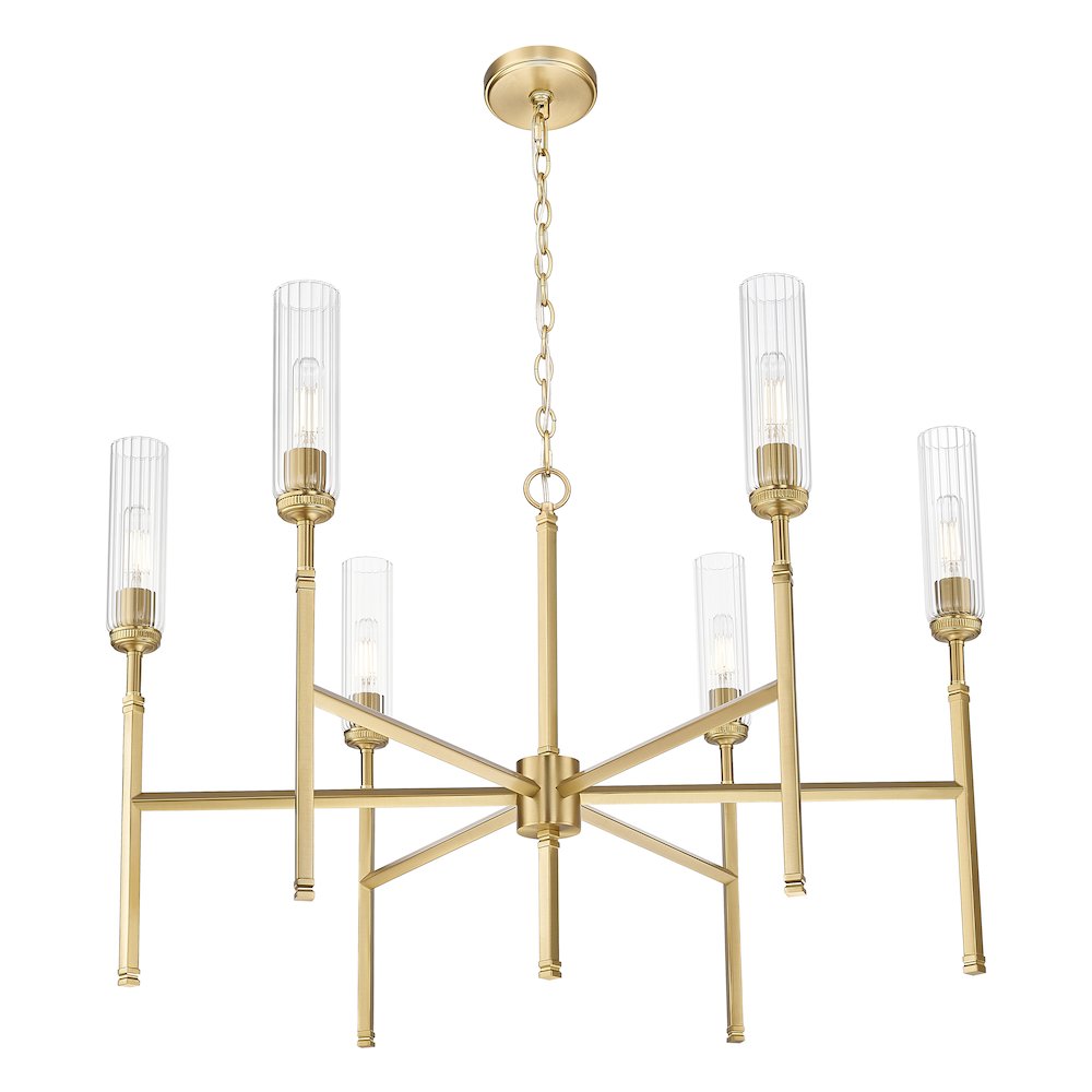 Z-Lite 6 Light Chandelier, Modern Gold. Picture 2