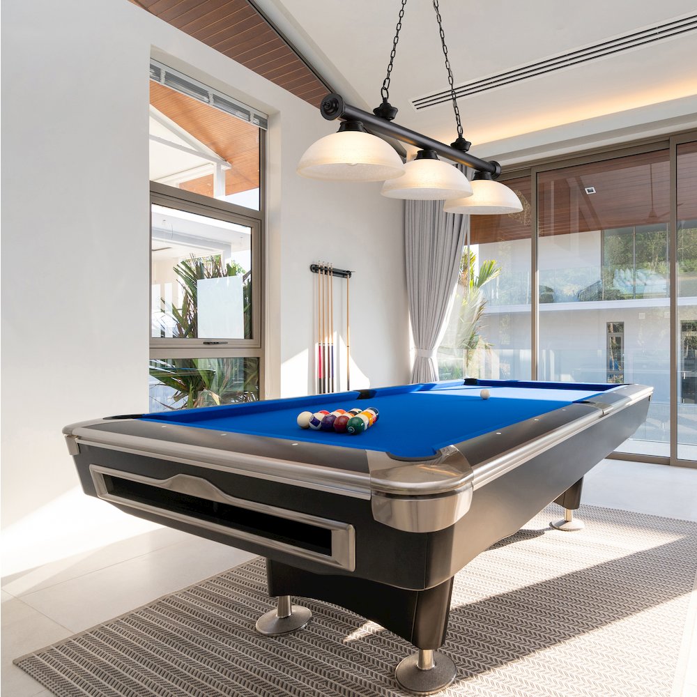 Z-Lite Cordon 3 Light Billiard, Steel Frame, White Linen Shade Color. Picture 6
