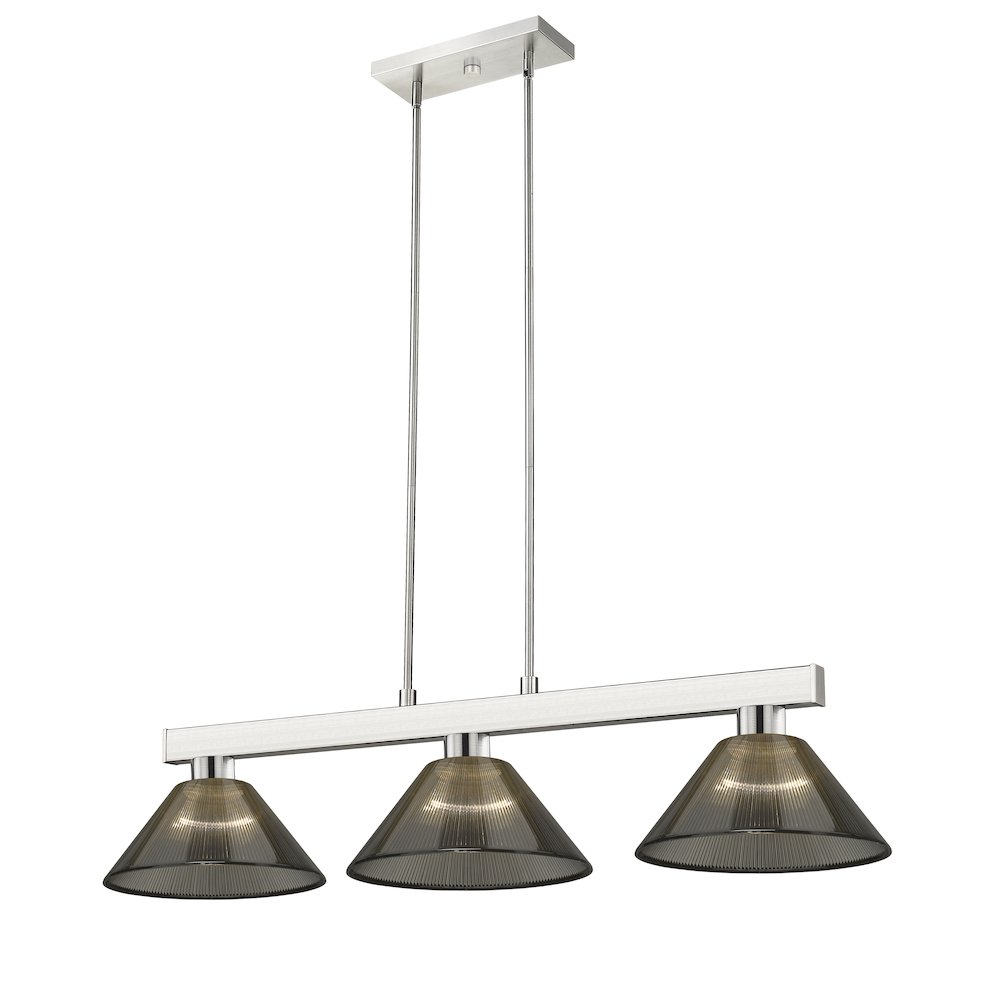 Z-Lite Players 3 Light Billiard, Steel Frame, Smoke Shade Color. Picture 1