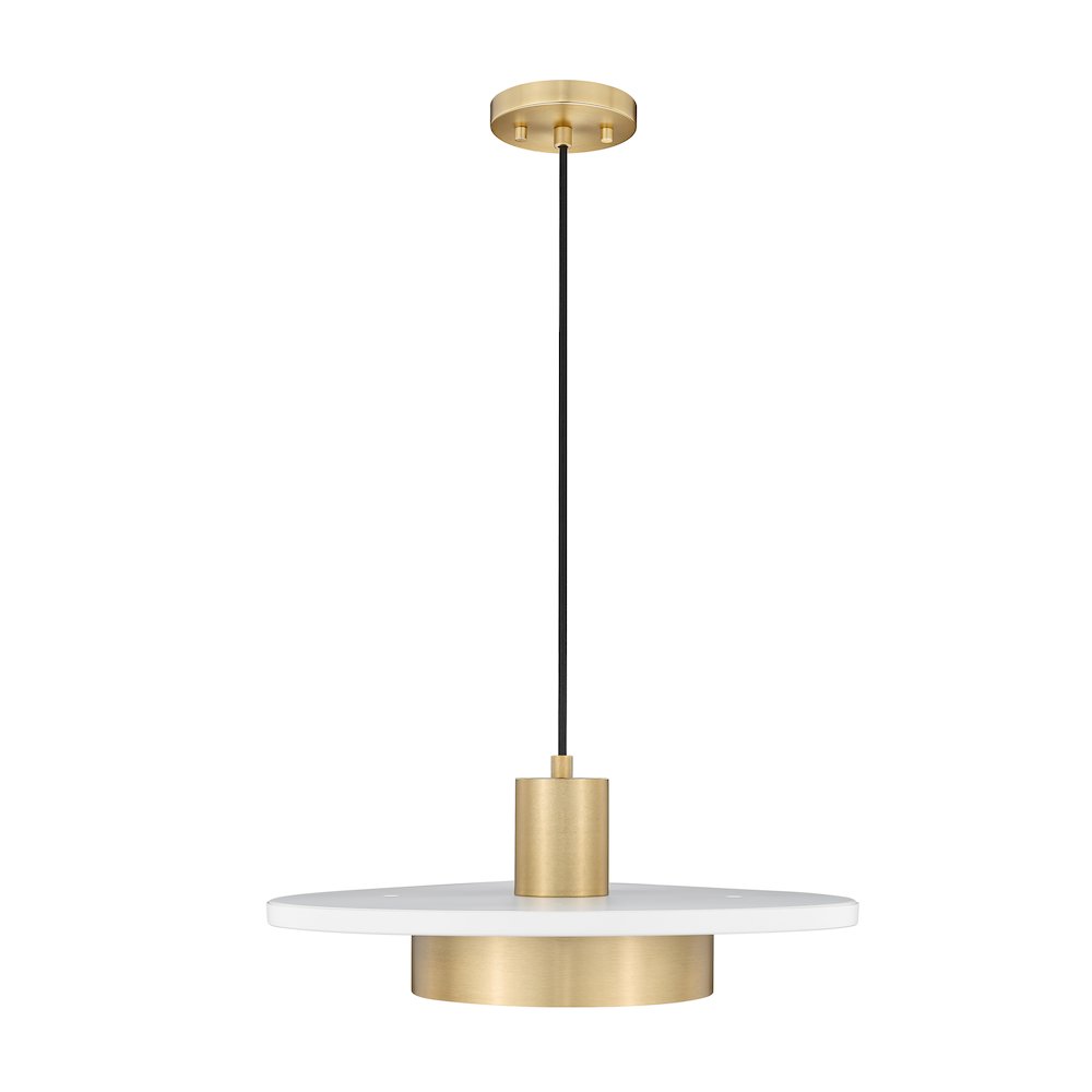 Z-Lite 1 Light Pendant, Matte White + Modern Gold. Picture 3