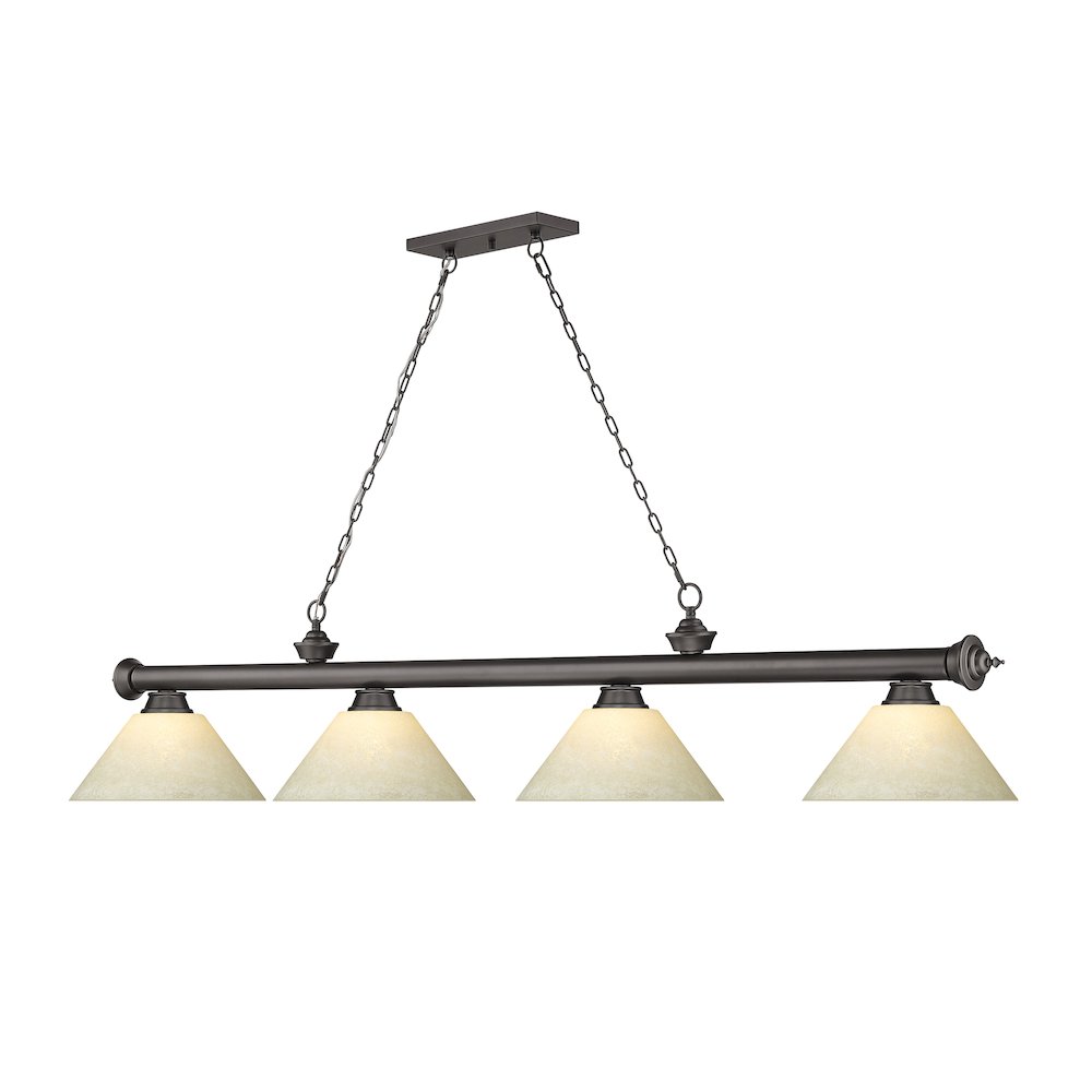 Z-Lite Cordon 4 Light Billiard, Steel Frame, Golden Mottle Shade Color. Picture 3