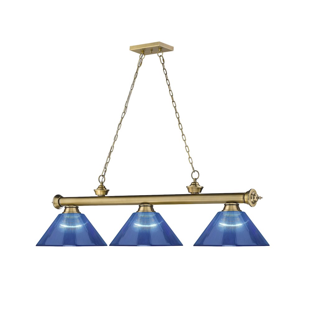 Z-Lite Cordon 3 Light Billiard, Steel Frame, Dark Blue Shade Color. Picture 3