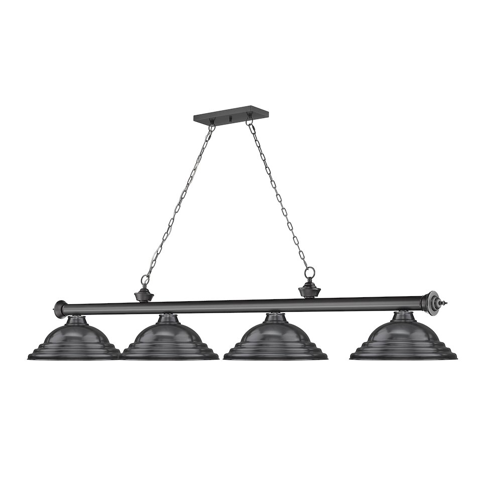 Z-Lite Cordon 4 Light Billiard, Steel Frame, Bronze Plate Shade Color. Picture 3