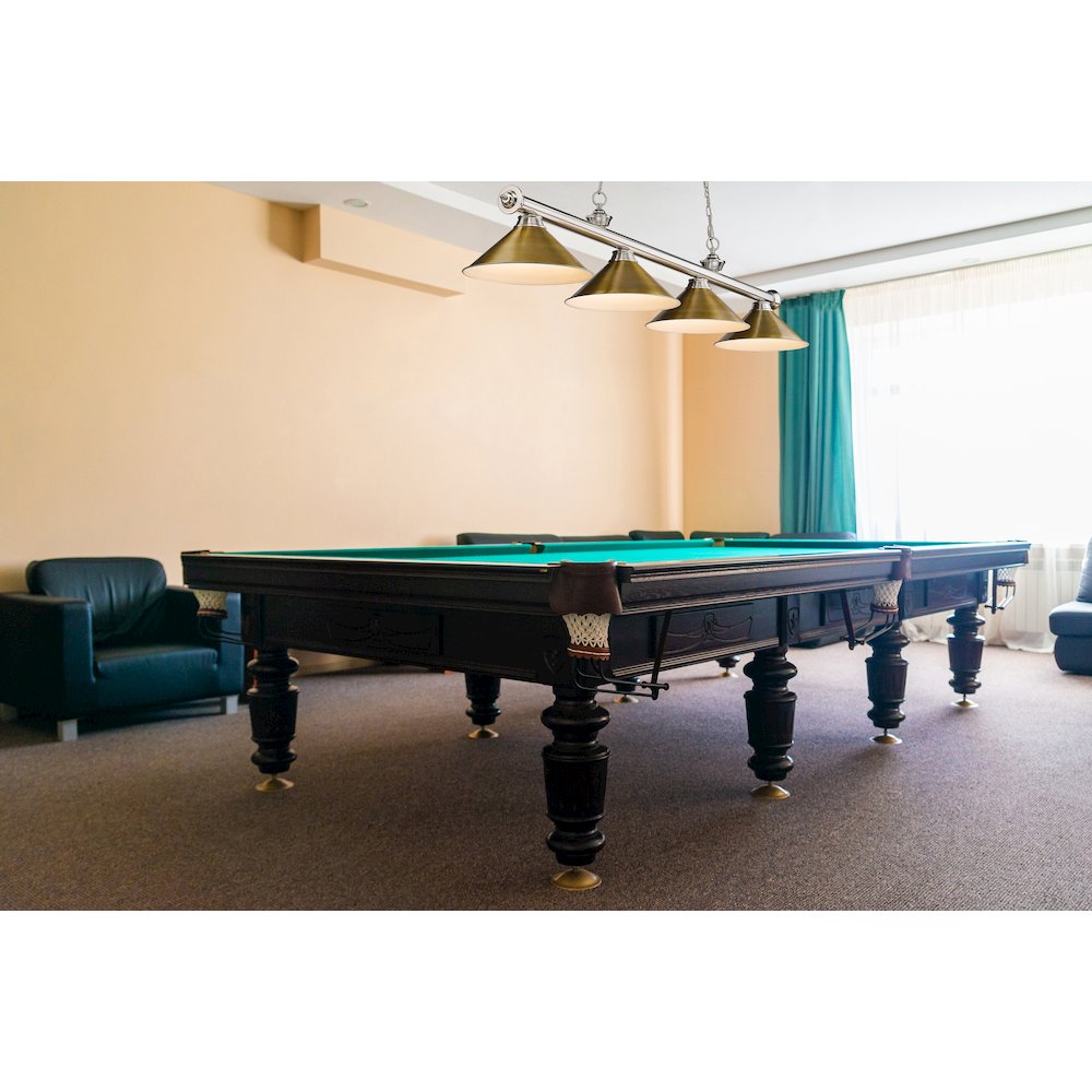 Z-Lite Cordon 4 Light Billiard, Steel Frame, Rubbed Brass Shade Color. Picture 7
