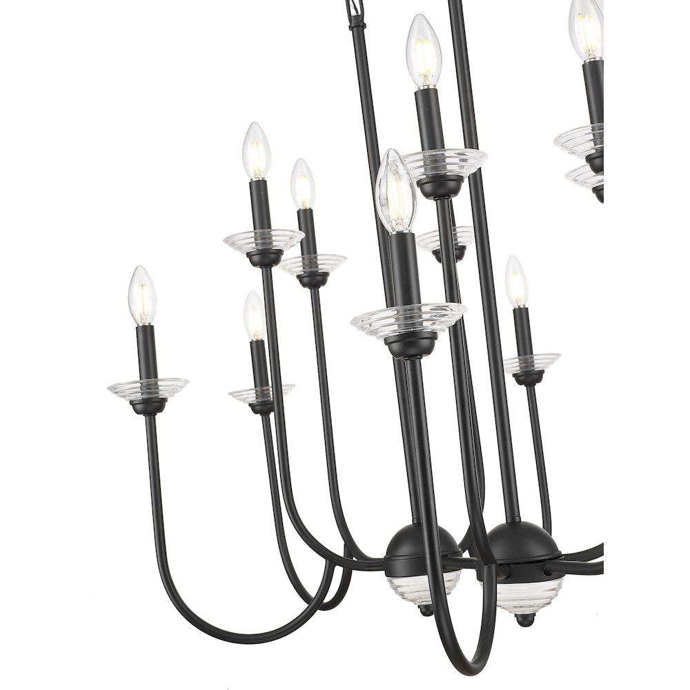Z-Lite Allistair 12 Light Linear Chandelier in Matte Black color, Steel frame. Picture 4
