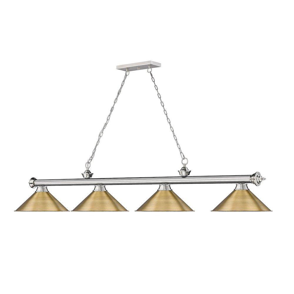 Z-Lite Cordon 4 Light Billiard, Steel Frame, Rubbed Brass Shade Color. Picture 3