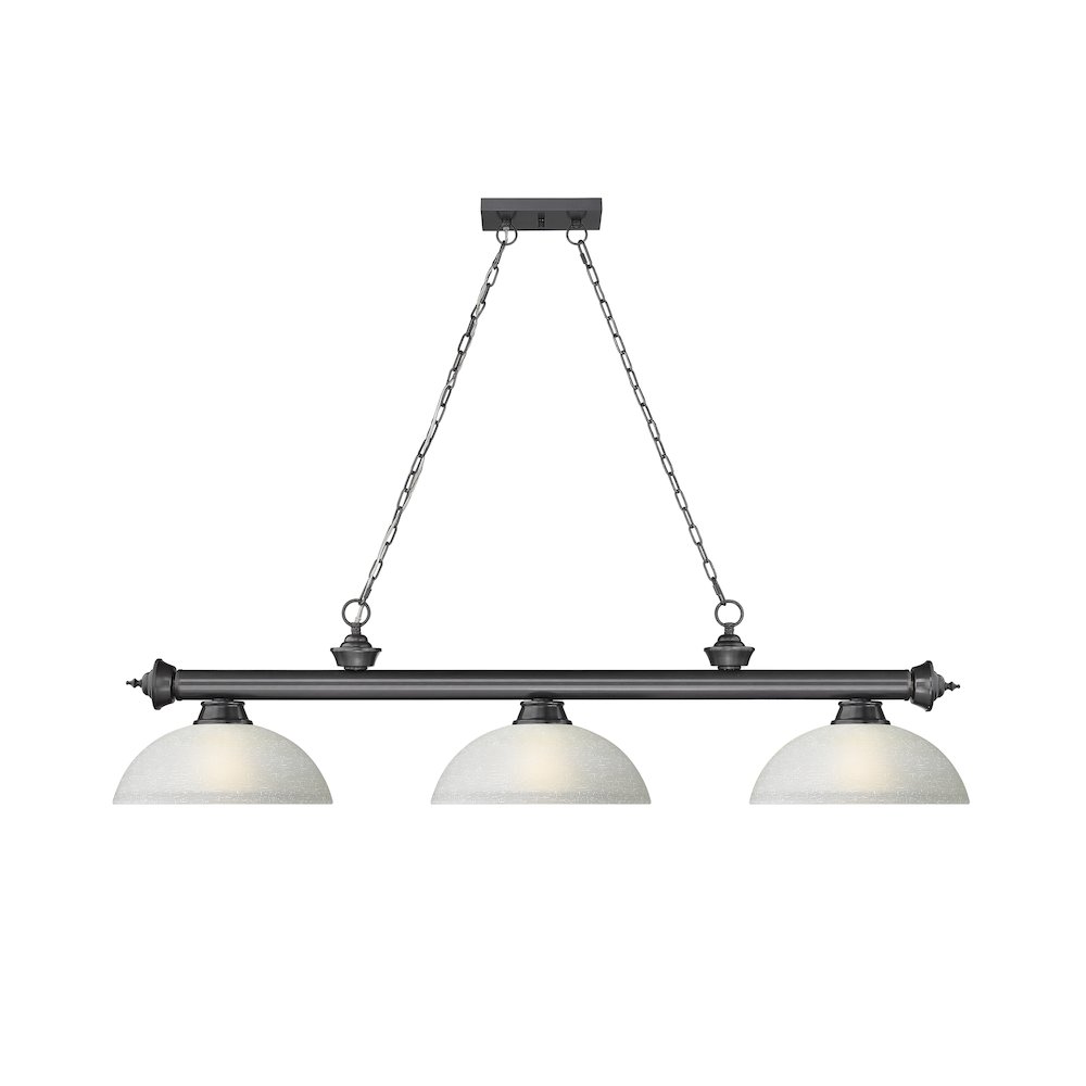 Z-Lite Cordon 3 Light Billiard, Steel Frame, White Linen Shade Color. Picture 2