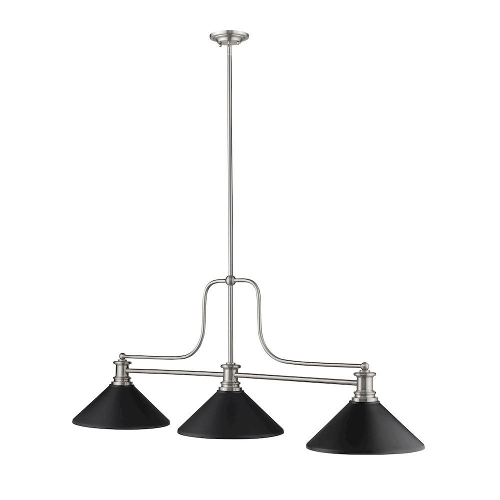 Z-Lite Melange 3 Light Billiard, Steel Frame, Matte Black Shade Color. Picture 2