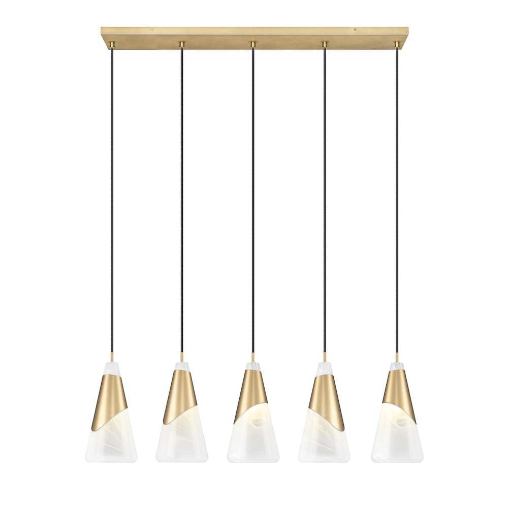 Z-Lite Aimie 5 Light Linear Chandelier, Modern Gold. Picture 3