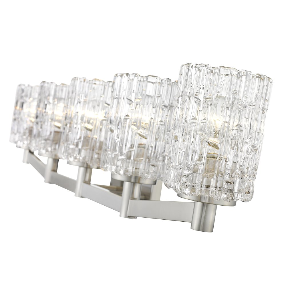 Z-Lite Aubrey 5 Light Vanity in Brushed Nickel Frame Finish. Picture 4