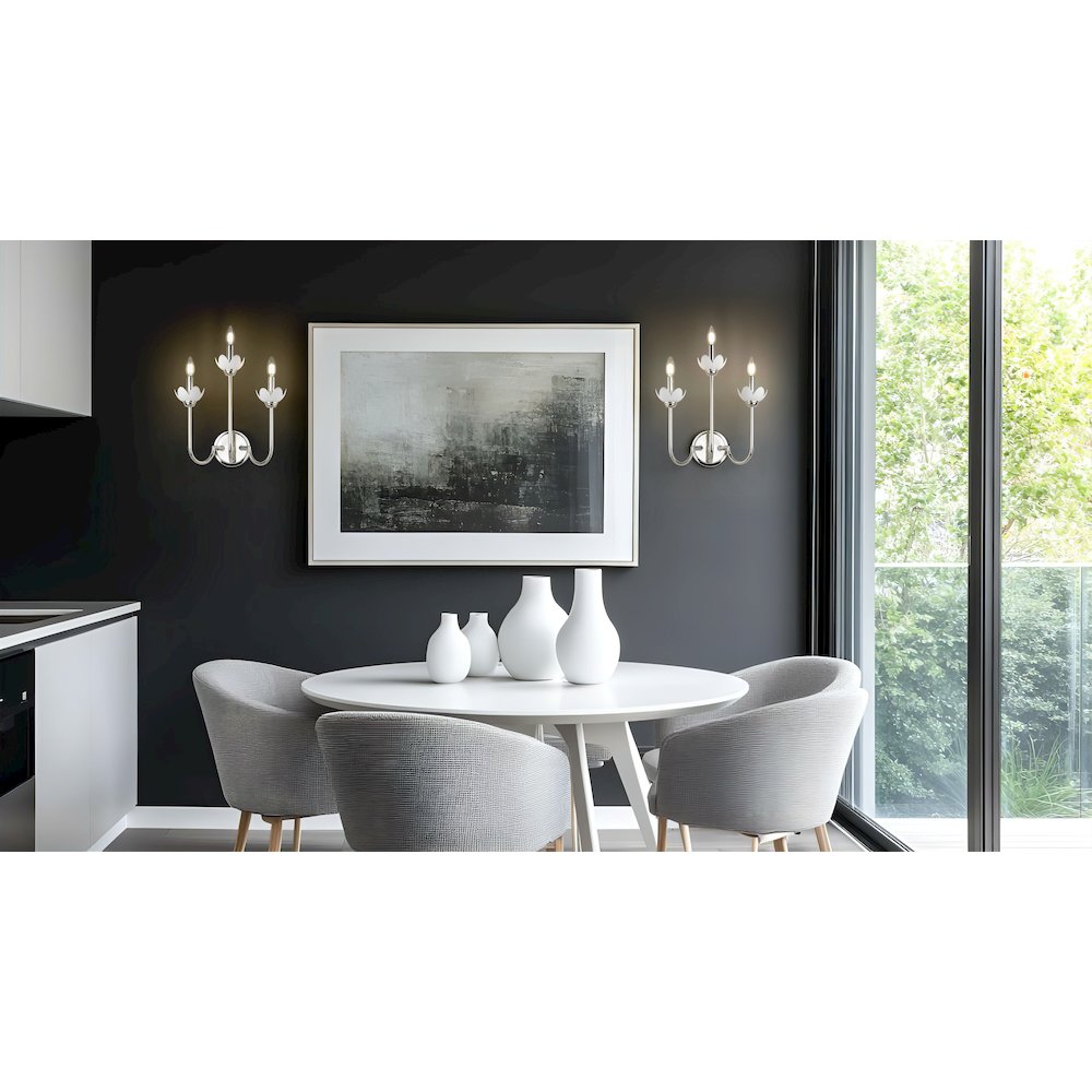 Z-Lite Allistair 3 Light Wall Sconce in Polished Nickel color, Steel frame. Picture 7
