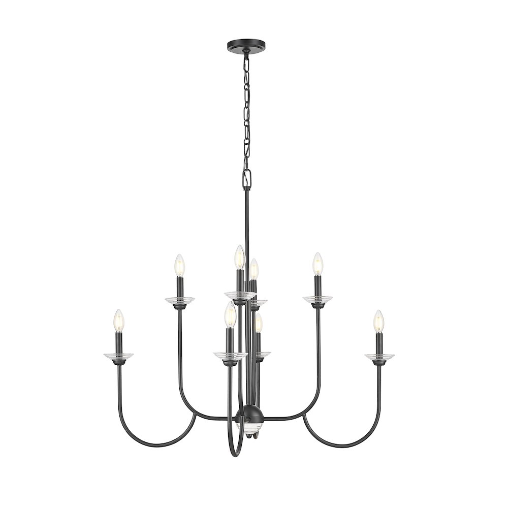 Z-Lite Allistair 8 Light Chandelier in Matte Black color, Steel frame. Picture 2