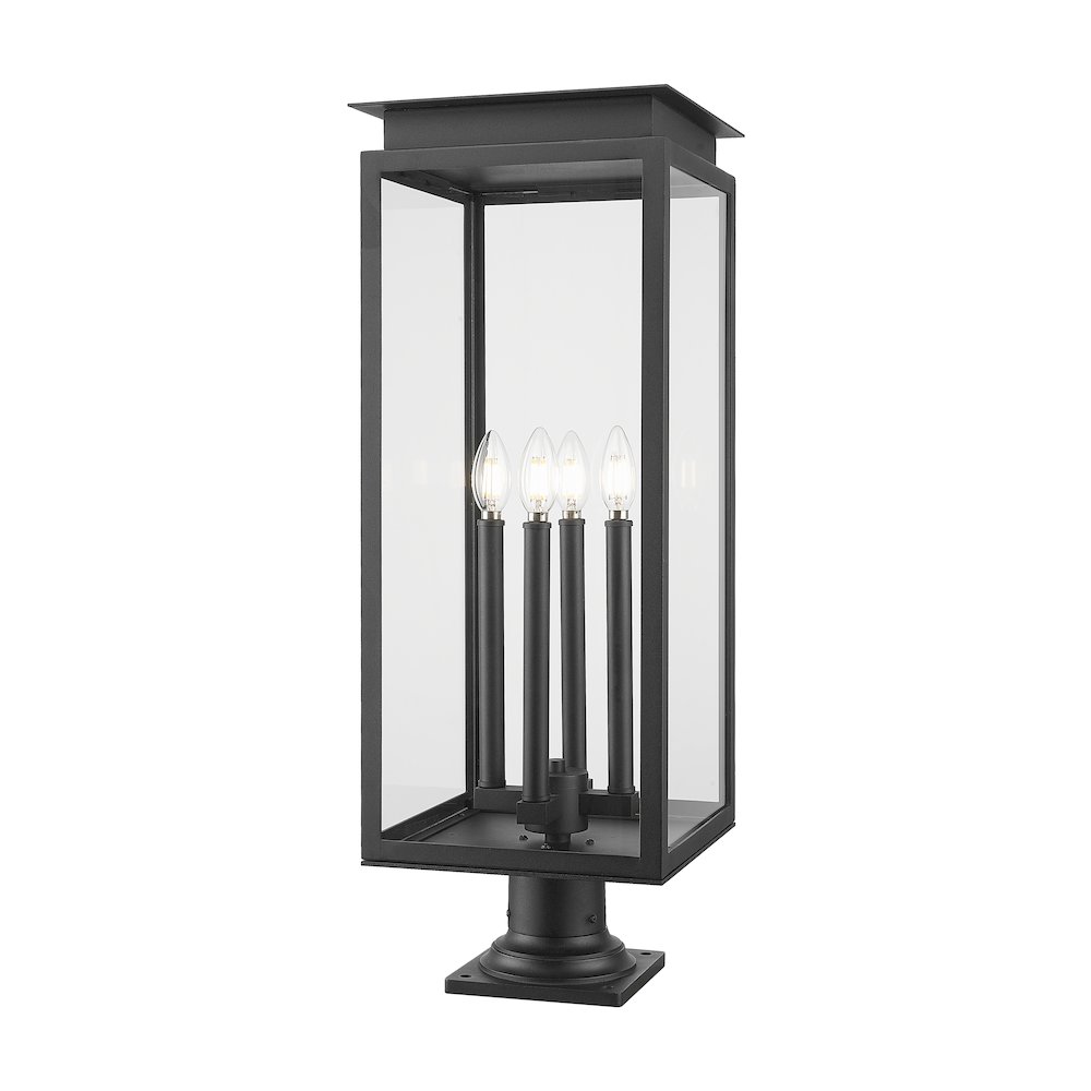 Z-Lite Nova 4 Light Outdoor Pier Mounted Fixture, Black. Picture 1
