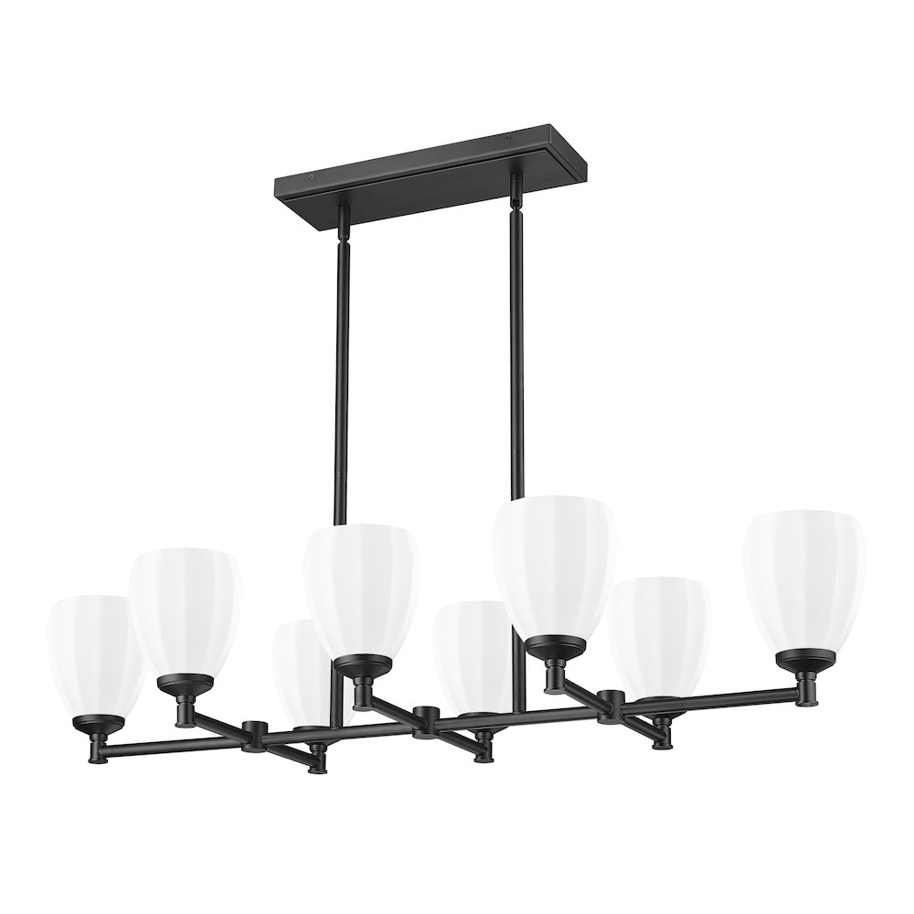 Z-Lite Oren 8 Light Linear Chandelier in Matte Black color, Steel frame. Picture 5