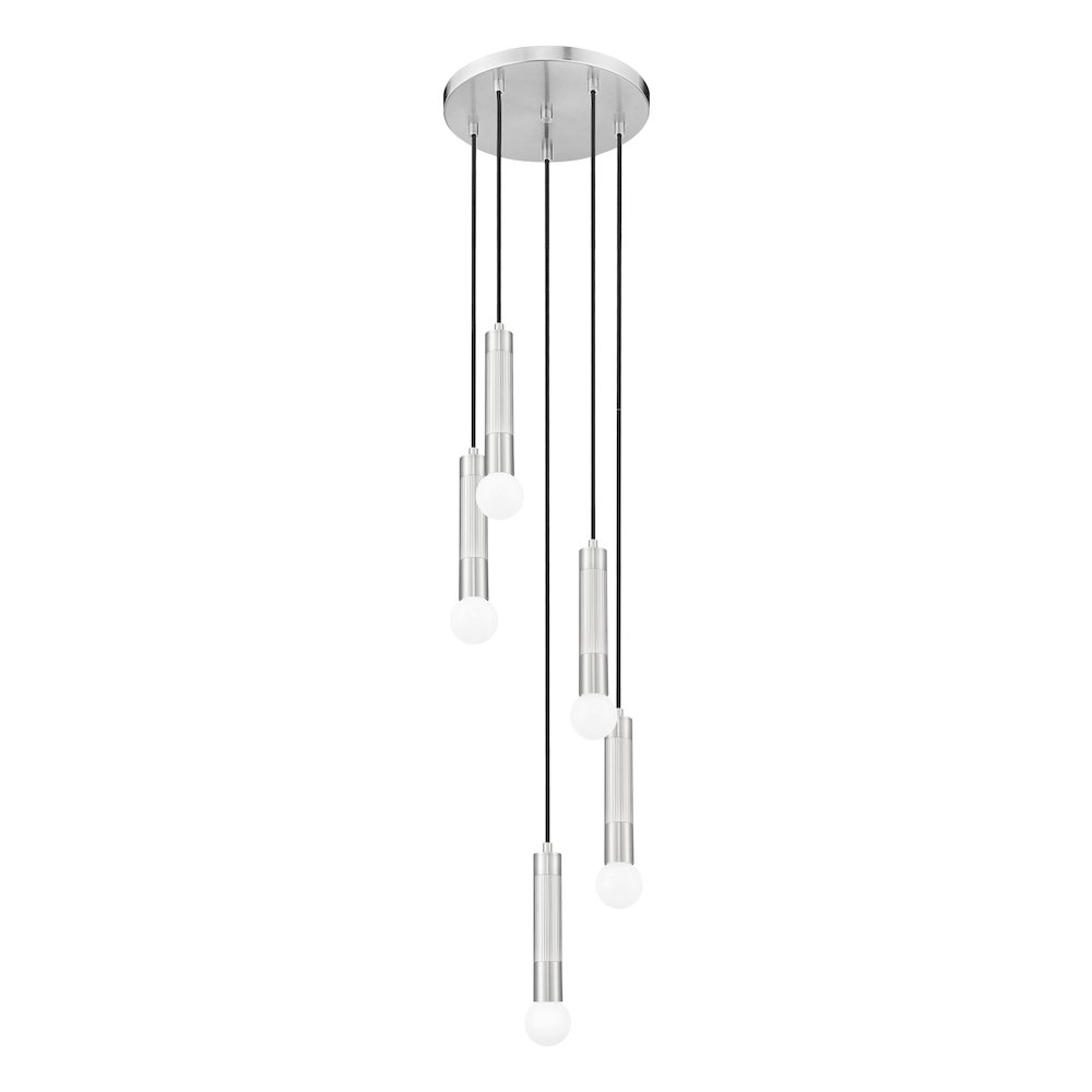 Z-Lite Stari 5 Light Chandelier in Brushed Nickel color, Steel frame. Picture 5