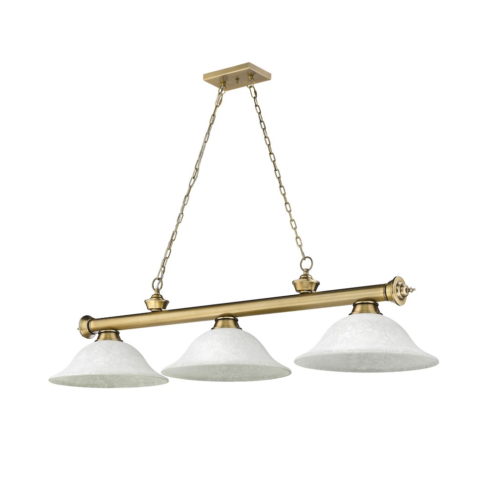 Z-Lite Cordon 3 Light Billiard, Steel Frame, White Mottle Shade Color. Picture 5
