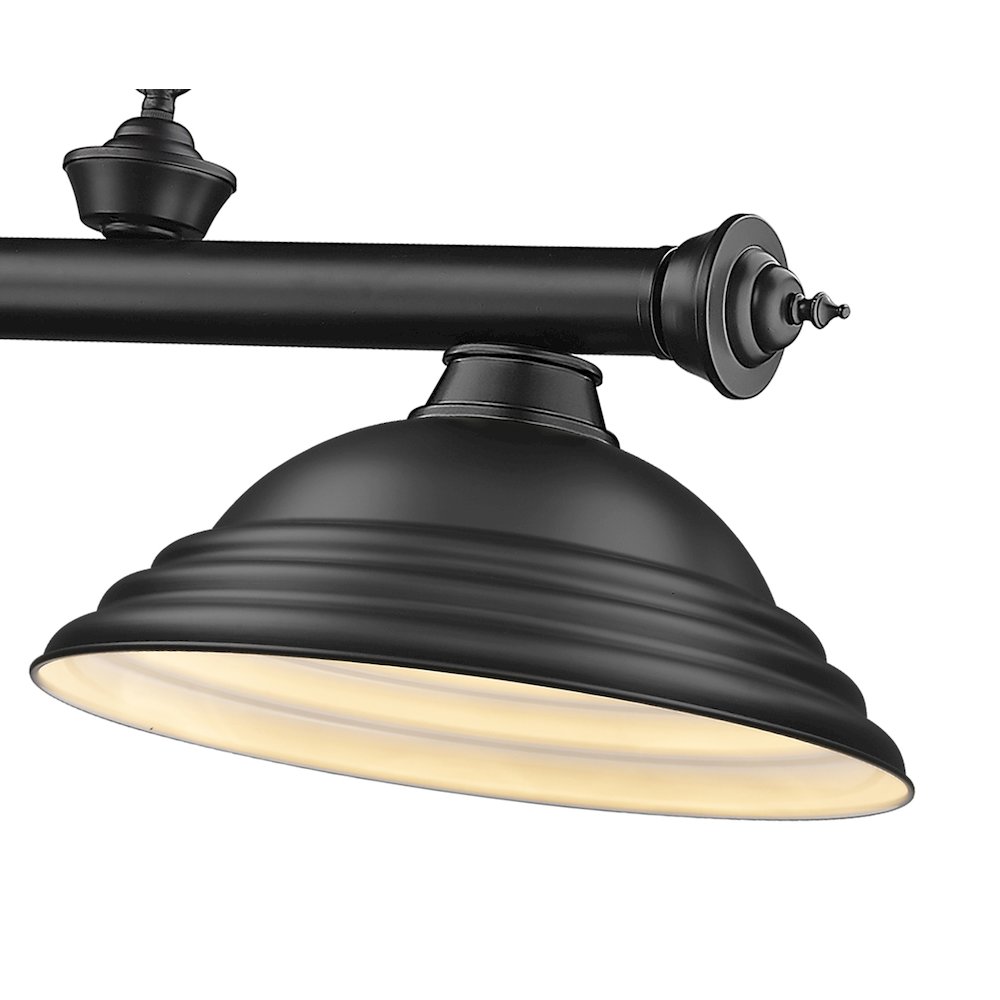 Z-Lite Cordon 3 Light Billiard, Steel Frame, Matte Black Shade Color. Picture 4