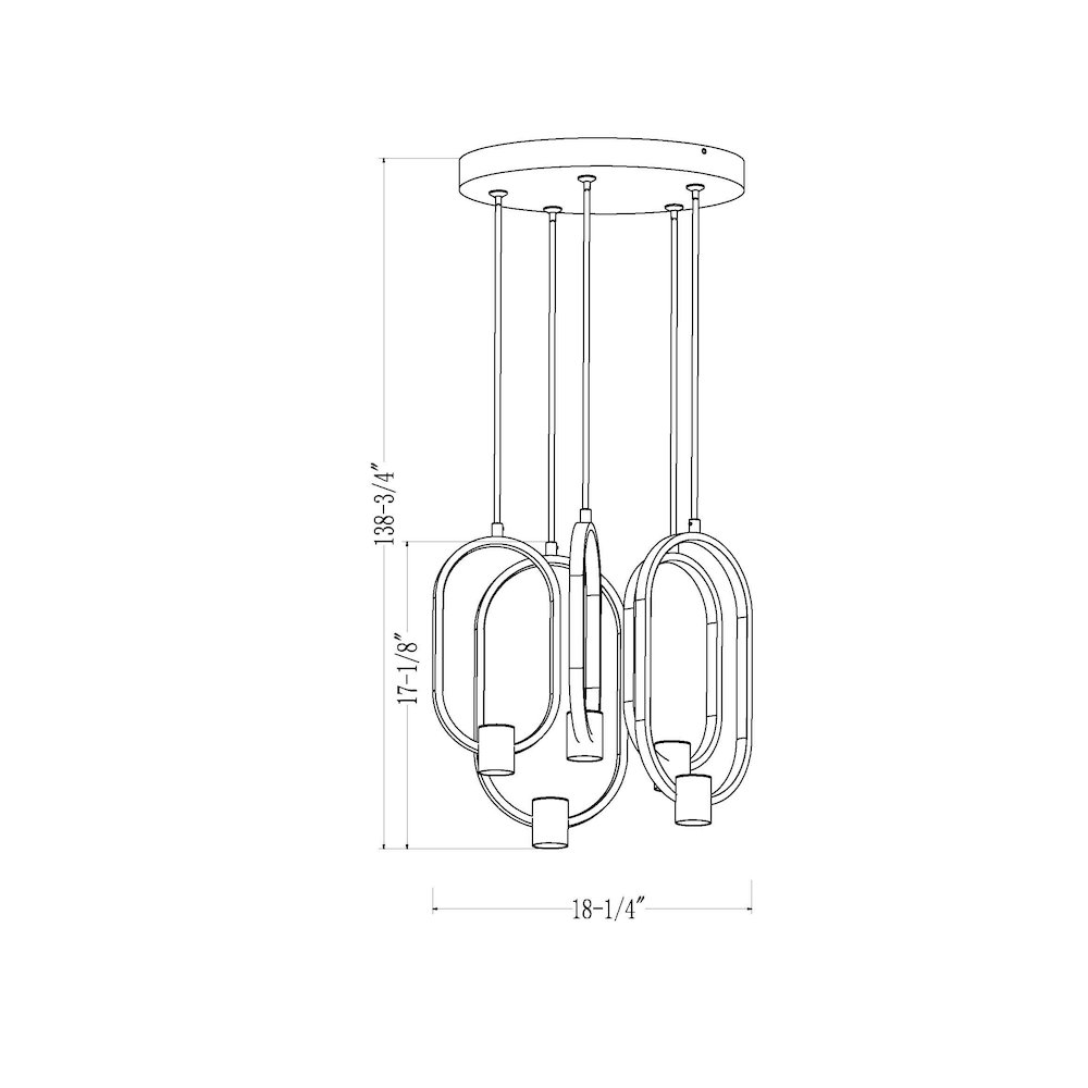 Z-Lite 5 Light Chandelier, Matte Black. Picture 8