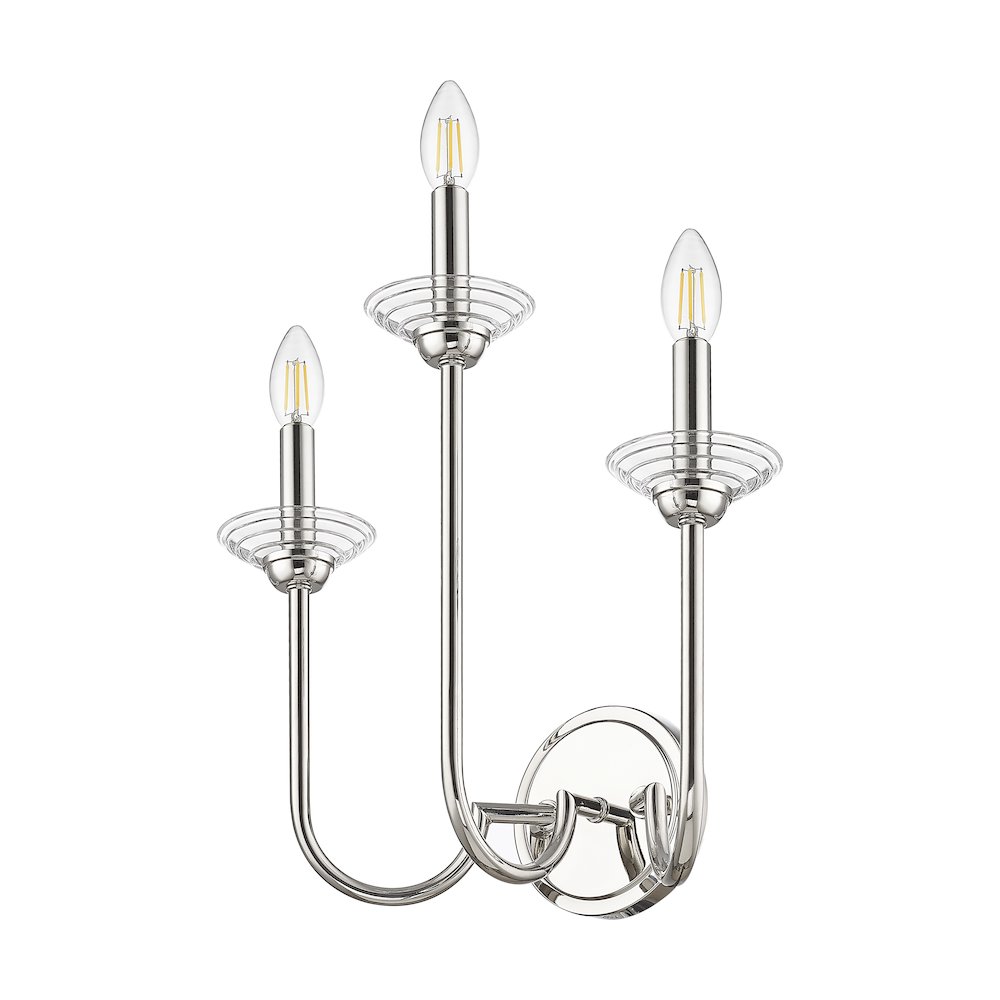 Z-Lite Allistair 3 Light Wall Sconce in Polished Nickel color, Steel frame. Picture 5