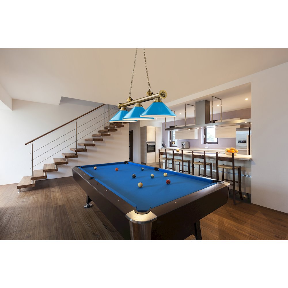 Z-Lite Cordon 3 Light Billiard, Steel Frame, Electric Blue Shade Color. Picture 7