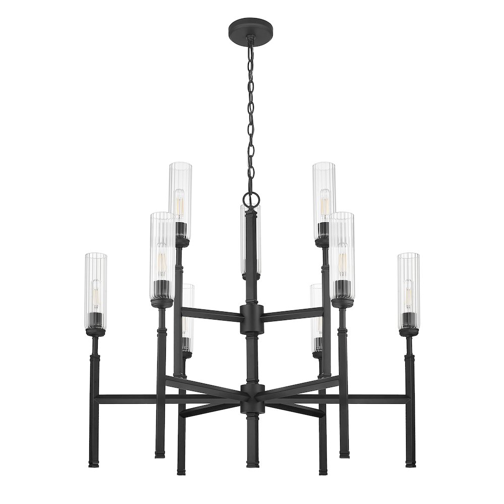 Z-Lite 9 Light Chandelier, Matte Black. Picture 7