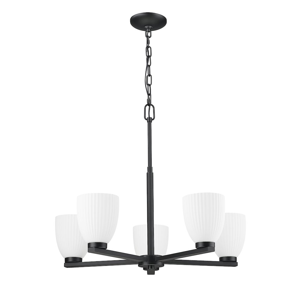 Z-Lite Naya 5 Light Chandelier in Matte Black color, Steel frame. Picture 5