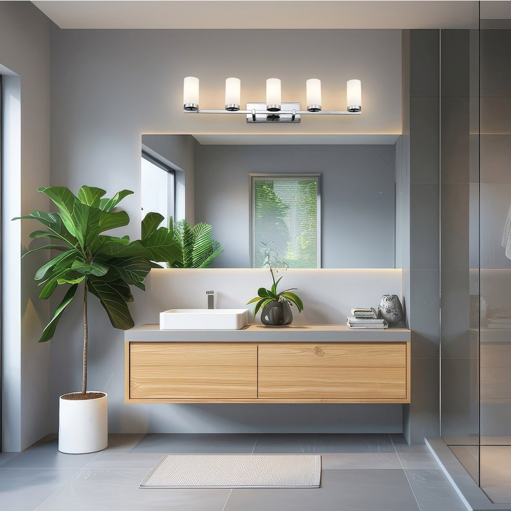 Z-Lite Danica 5 Light Vanity in Chrome color, Steel frame. Picture 6