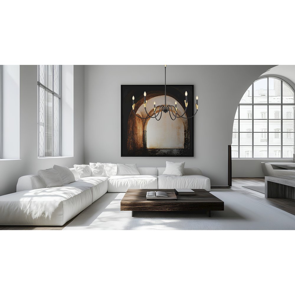 Z-Lite Claudelle 6 Light Chandelier in Matte Black + Modern Gold color. Picture 7
