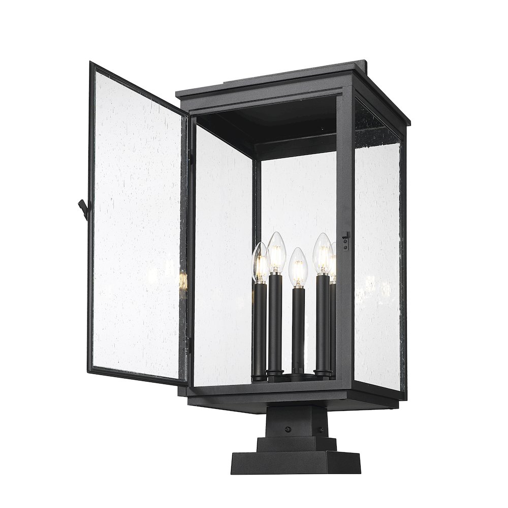 Z-Lite Hartwell 5 Light Outdoor Pier Mounted Fixture in Sand Black color. Picture 2