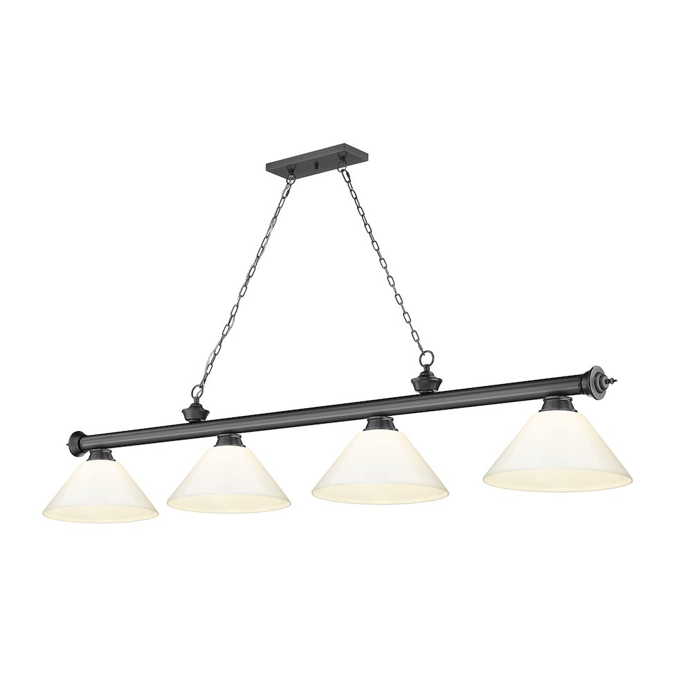 Z-Lite Cordon 4 Light Billiard, Steel Frame, White Shade Color. Picture 1